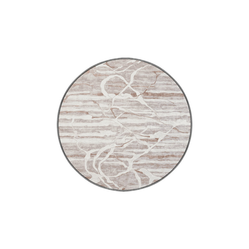 Machine Washable Gray Area Rug, Round 7'