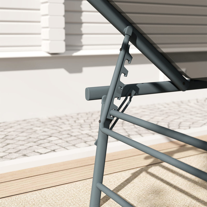 2 chaises longues pliantes pour l'extérieur avec dossier réglable, gris clair