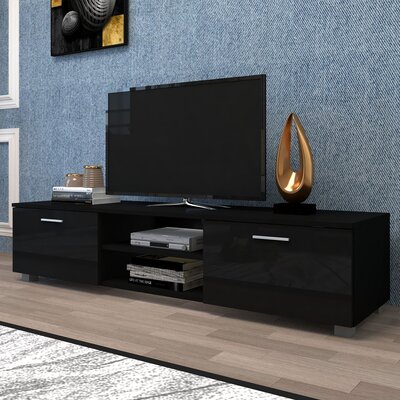 70 inch TV Stand, Media Console, 2 Storage Cabinet with Open Shelves -  Latitude Run®, EAFD61D19650411981CF61F8274F6D1D