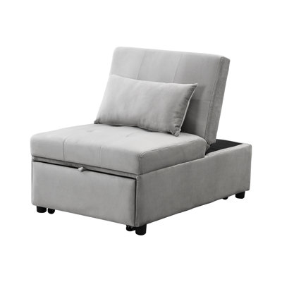 Folding Bed Gray - Versatile For Different Scenes. User- & Space Saving. Can Be Used As Tea Table, , Lounge Chair, Single Bed. Ergonomic Design. Velvet Material. 264Lbs Weight Restriction. 39.27In