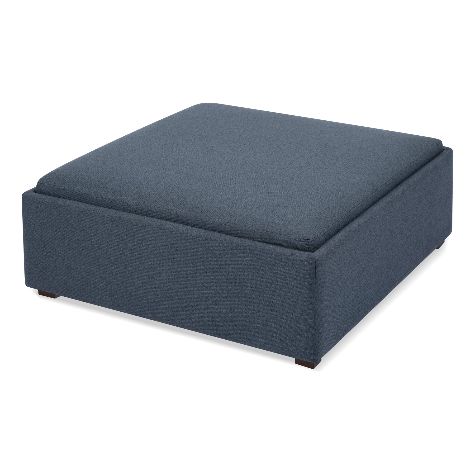 Clarke 40" Rectangle Storage Ottoman, Cute Navy Blue Performance Basketweave