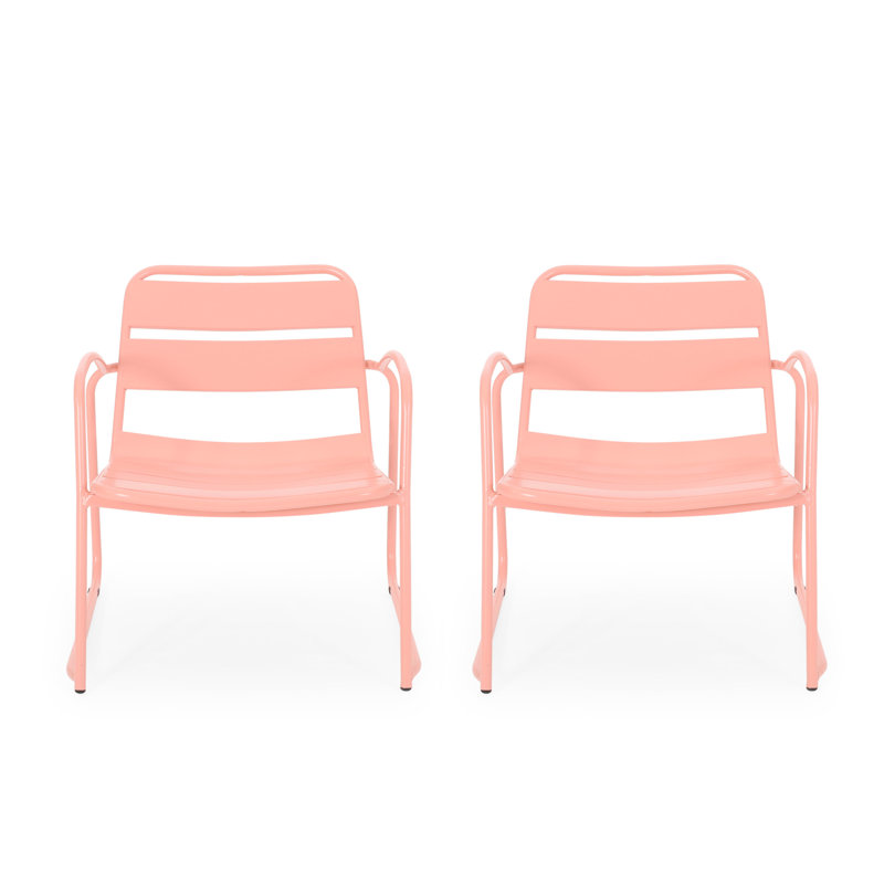 Chaise de style moderne corail, l 26,53 po x P 25,22 po, H 25,73 po, structure extérieure en métal