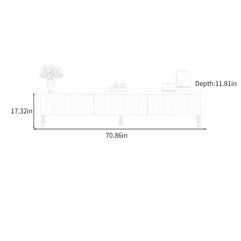 Meuble télé avec rangement Wave, Blanc / gris clair, H 17,32 po x l 70,86 po x P 11,81 po