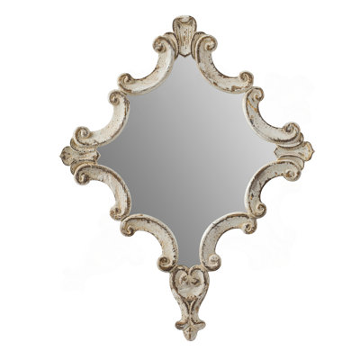 Miroir artistique 30 po x 23,5 po à motif de losanges blancs, miroir décoratif pour le salon, l'entrée, la chambre à coucher, le bureau