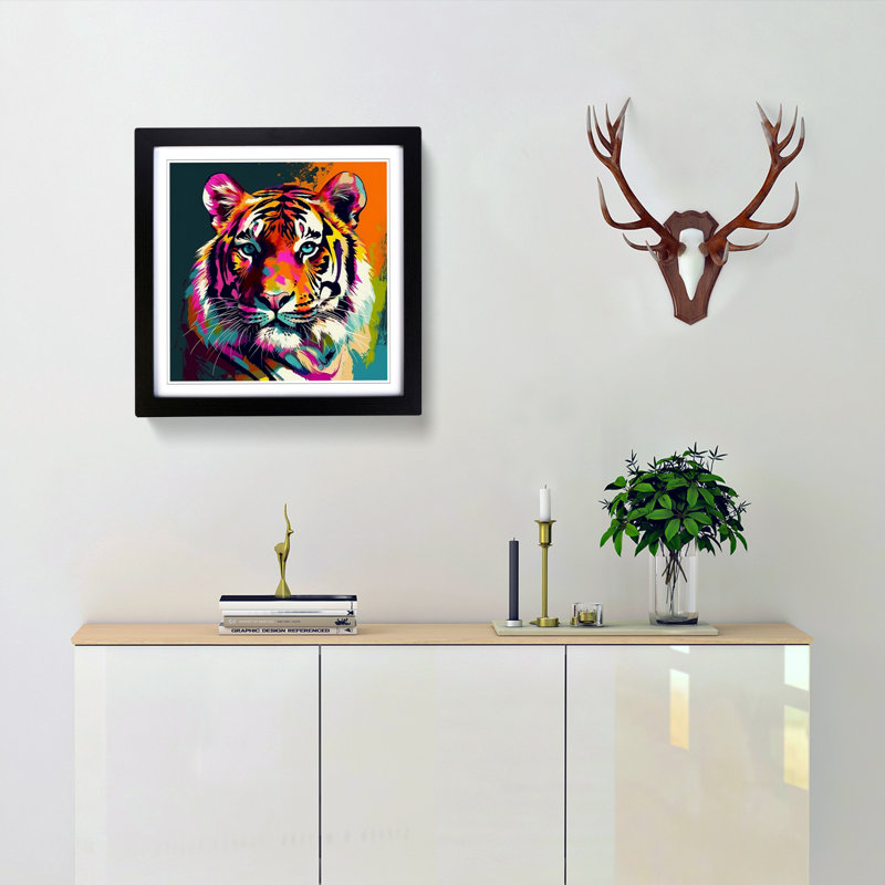 Tiger Pop Art - Framed Print, Black