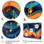 Vagues de notes de musique en orange et bleu rétro - impression-823094240-862888815