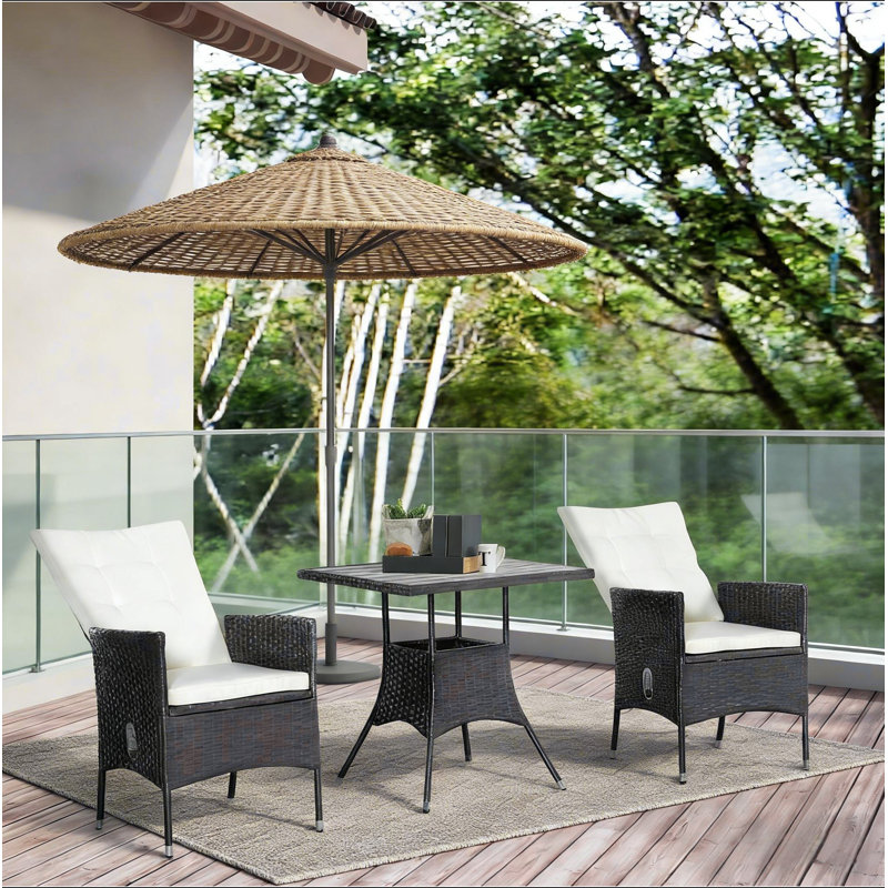 Ensemble de meubles en rotin de style élégant, ensemble bistro de patio 3 pièces