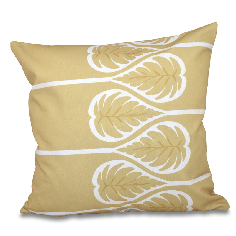 Housse de coussin d'extérieur carré Botanical Blooms, 20 po x 20 po, Or