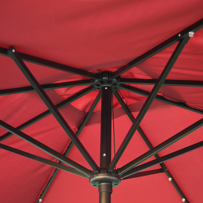 Red Solar LED Lighted Patio Umbrella with Black Frame