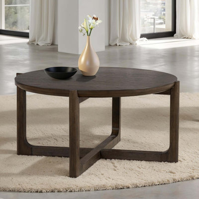 Transitional Wooden Cocktail Table with Trestle Base