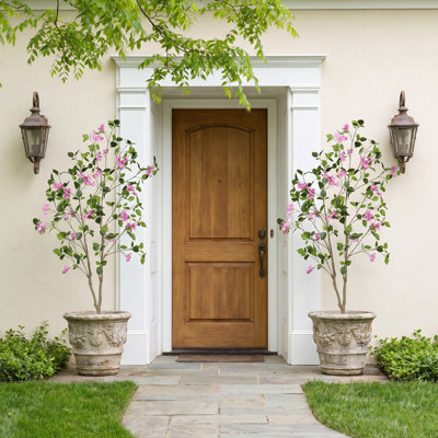 5ft Artificial Bougainvillea Tree with Pink Flowers Bright Tropical Accent for Patio, Porch & Living Room