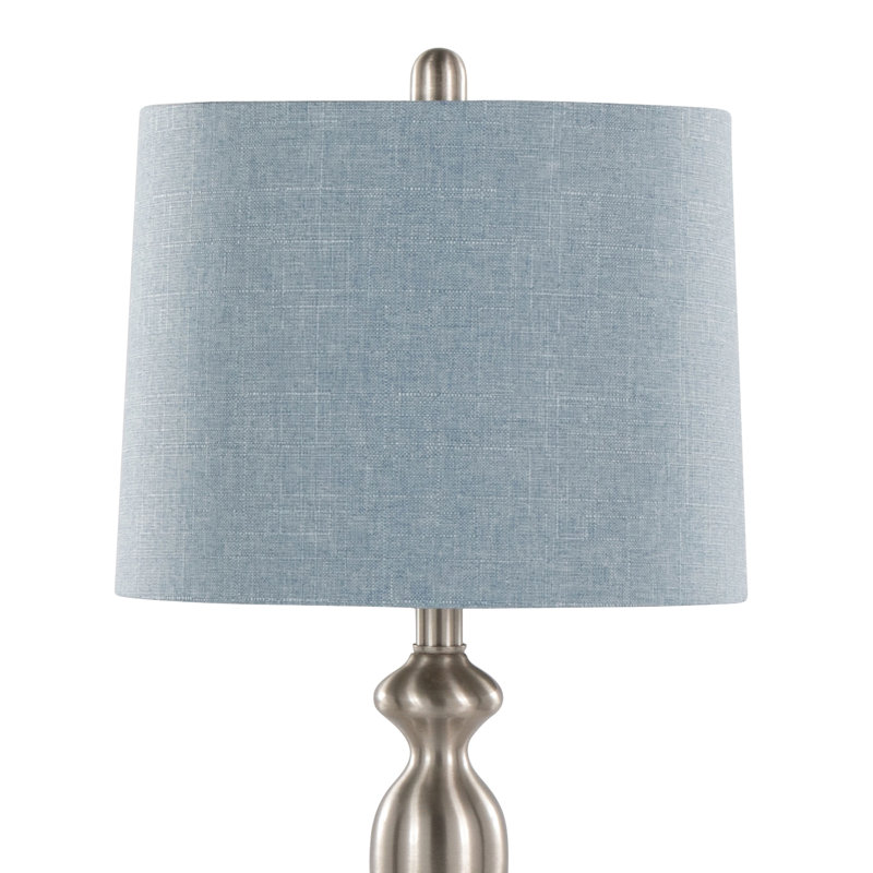 Lampe de table contemporaine en métal, Bleu clair, Argent argent