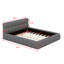 Lit plateforme au sol avec tissu en lin et lattes robustes de soutien-700376749