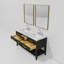Meuble-lavabo double en chêne noir l 60 po x P 22 po, comptoir en marbre de Carrare, ensemble de robinet et miroirs 28 po