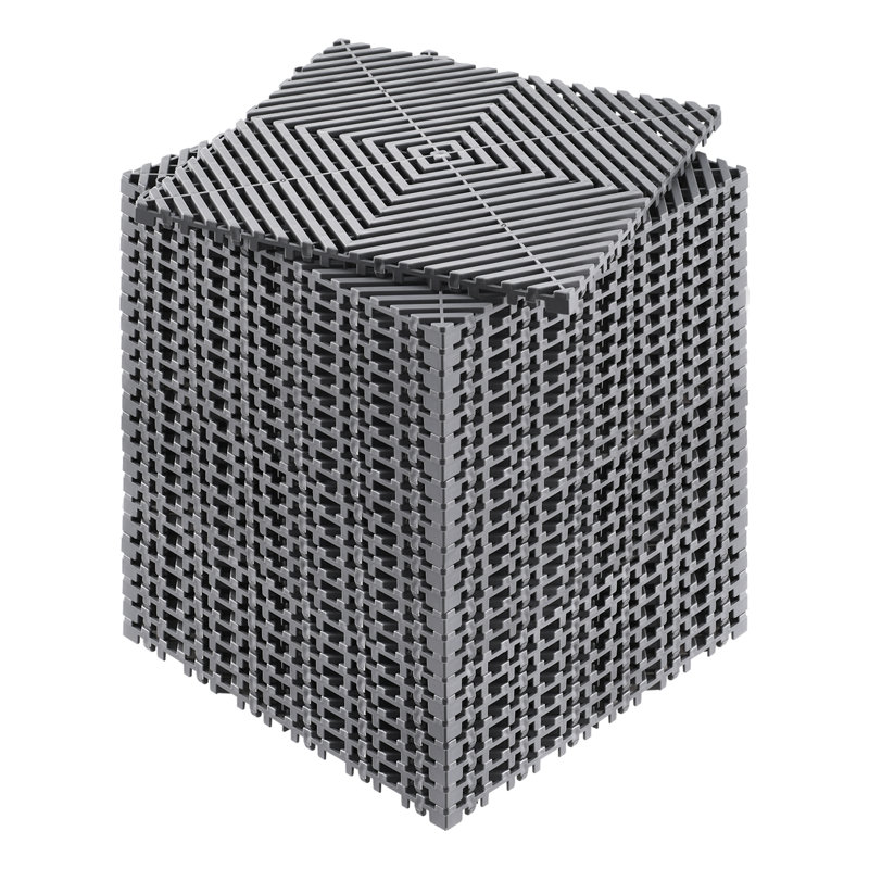 Interlocking Drainage Mat, Modular Interlocking Cushion Durable PP, 12" L x 12" W, Gray