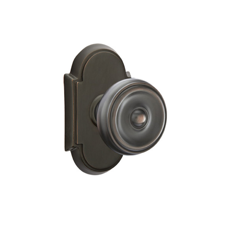 Ensemble de boutons-poussoirs à cylindre simple Emtek avec rosette n ° 8 et bouton Waverly, Bronze huilé