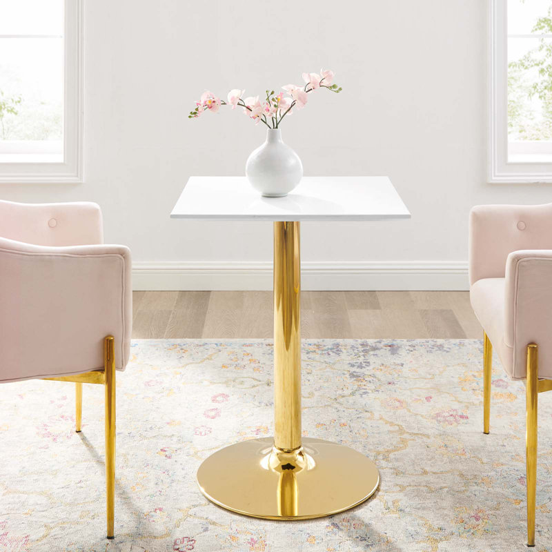 Modway Verne Square Dining Table, 24" W x 24" L, White