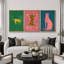 «Preppy Bright», «Pop Vibrant Bold Green Pink Blue Art, Chic Leopard Tiger», images murales colorées, 3 pièces encadrées, impression numérique sur toile, impression numérique sur toile giclée-91874667-91874677