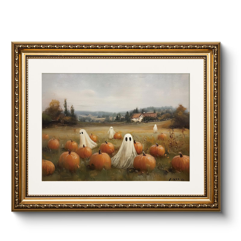 Art d'Halloween encadré citrouille fantôme doré