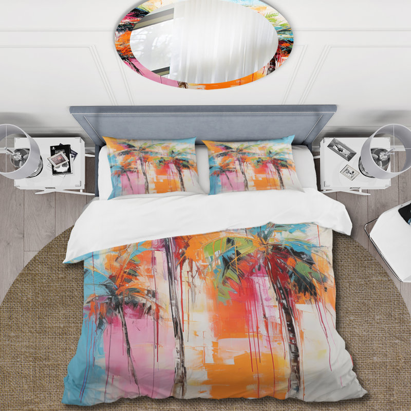 Ensemble de housse de couette en microfibre / polyester Palm Trees Palm V, Housse de couette simple + 1 taie décorative stan