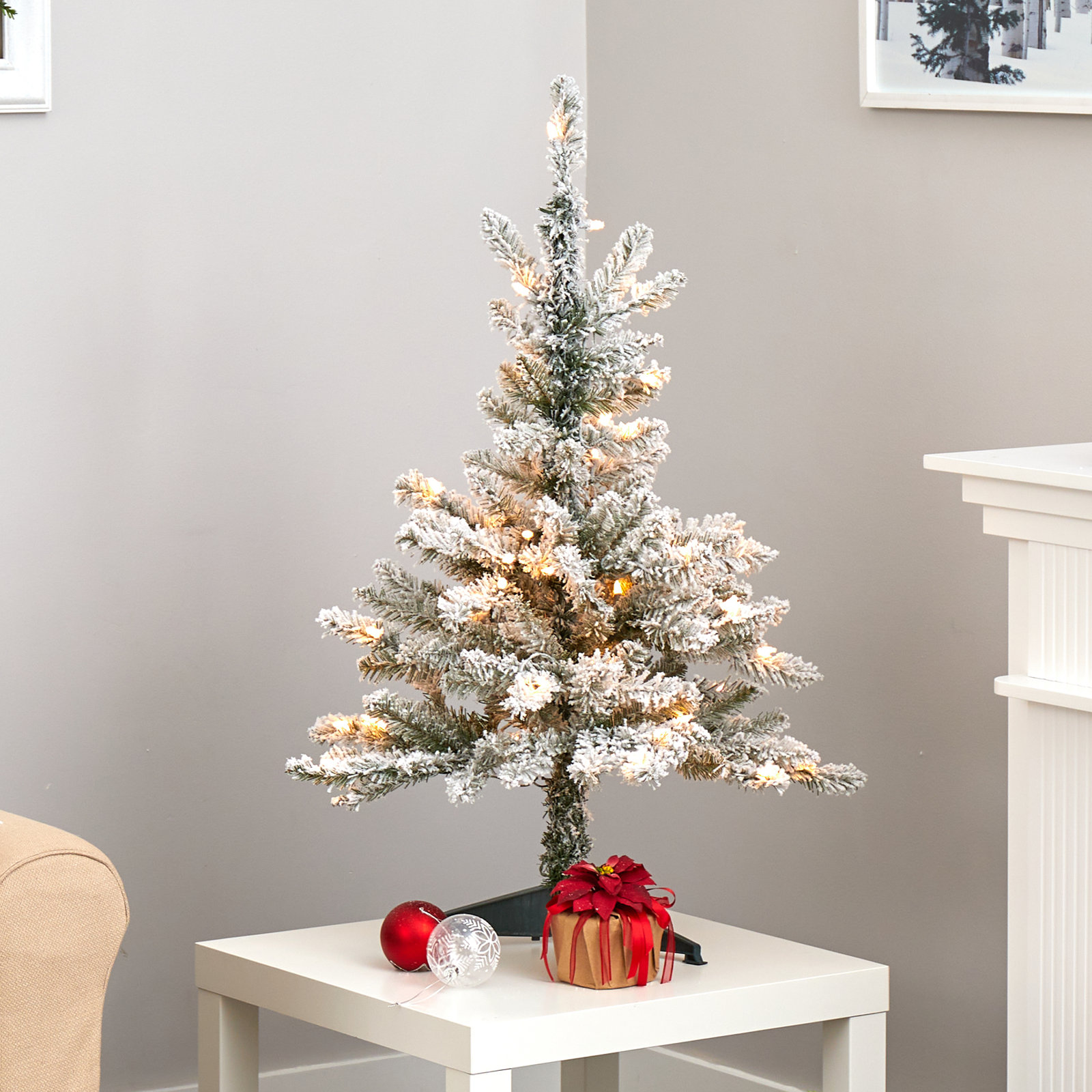 Lighted Artificial Christmas Tree, 3' H