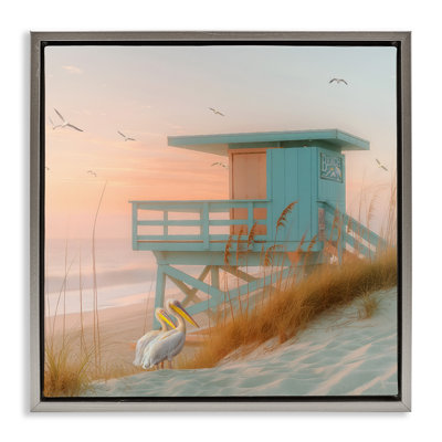 «Coastal Charm Beach Hut», art mural encadré par Steve Hunziker