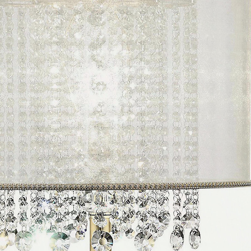 Grande lampe de table 30 "en métal" Bhavya "avec finition dorée, abat-jour blanc