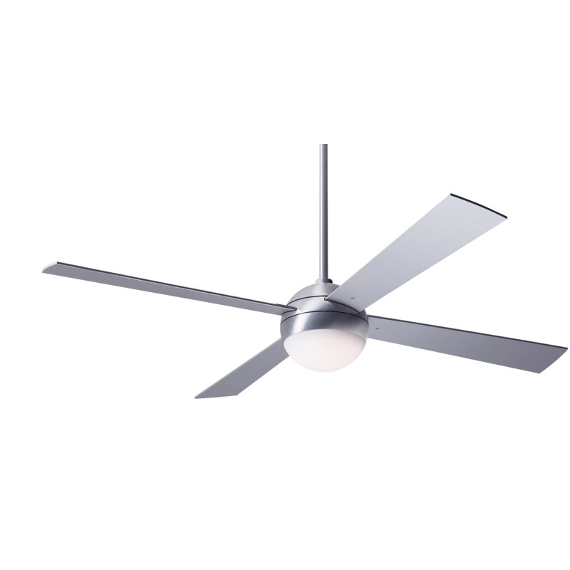 Ball LED Downrod Ceiling Fan, Brushed Aluminum, Aluminum, Handheld Remote Control (2-wire)