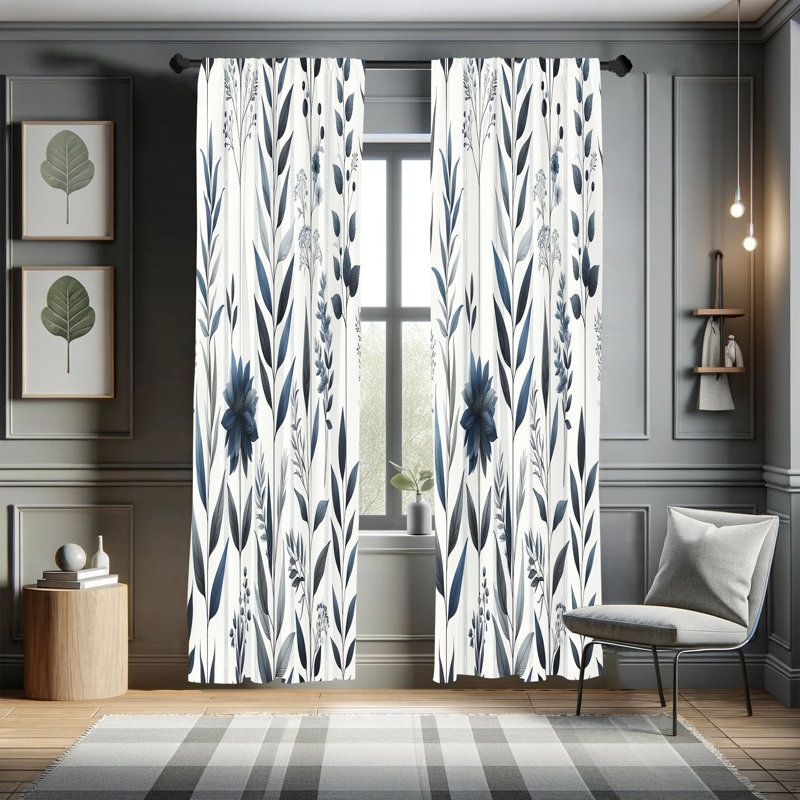 Paire de rideaux bleu marine East Urban Home, L 56 po x L 63 po