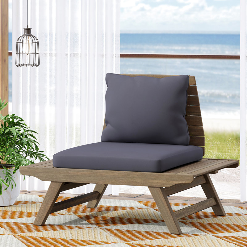 Siège d'extérieur avec coussin imperméable et extensible - Coussins de chaise en bois gris foncé au design spécial
