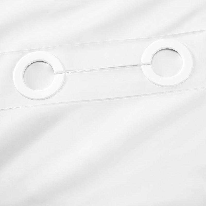 Whitmor No Hook Chrome Split Ring Waffle Pattern Shower Curtain, w/Window & Snap-In Liner, 71" x 77"
