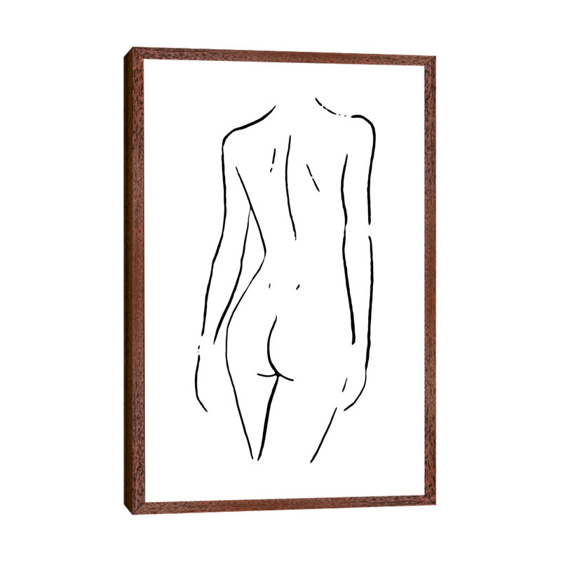 Female Body Sketch I - Print on Canvas, 66.04 cm H x 45.72 cm W, Classic Brown Wood Framed