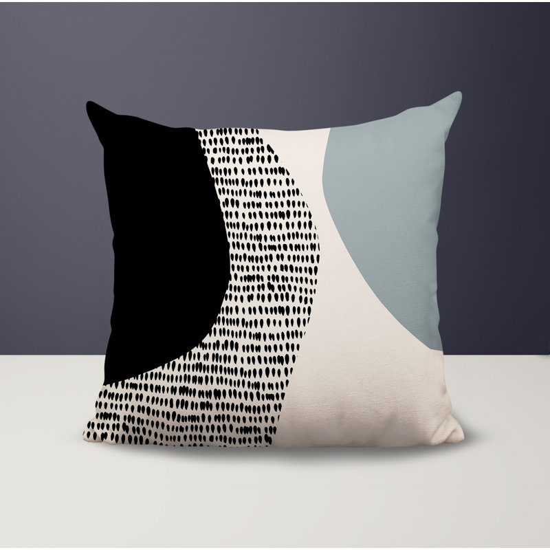 Coussin carré intérieur / extérieur pia, H 15 po x l 15 po, Gris / noir / blanc cassé