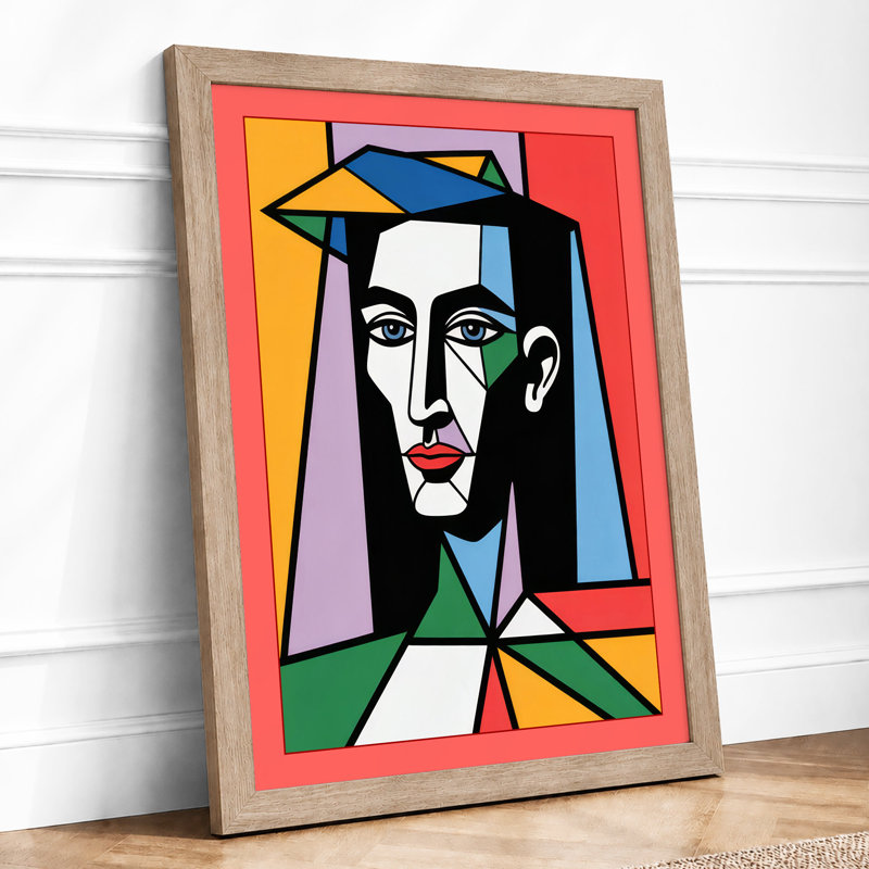 Fragmented Portrait Abstract - Framed Print, A3 - 42.0 x 29.7 cm, Oak