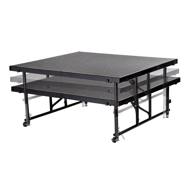 Scène portative réglable en hauteur 4 pi x 4 pi, H 24 po x l 48 po x P 48 po, Tapis noir