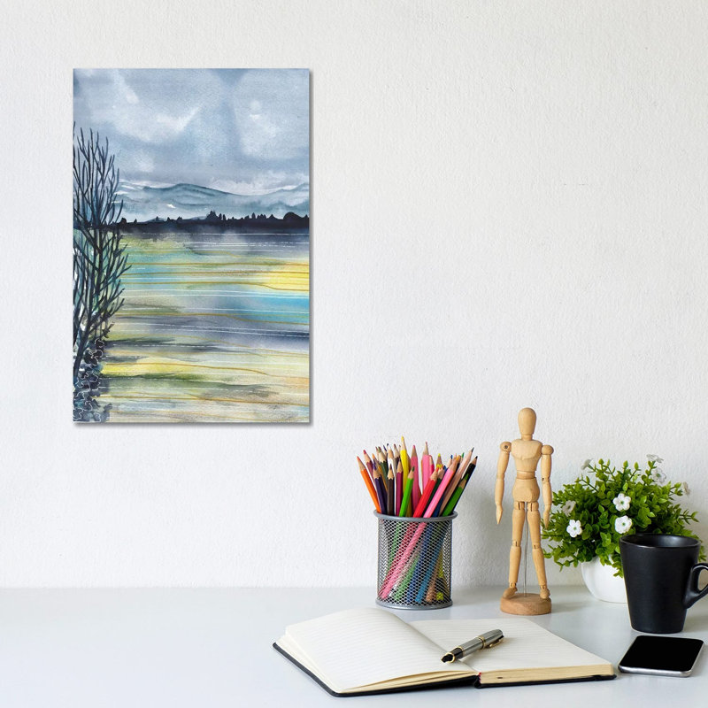 Colorful Field, Countryside Landscape by Ana Ozz - No Frame Gallery-Wrapped Canvas Giclée on Canvas, 30.48cm H x 20.32cm W