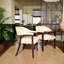 Ensemble de 2 chaises de salle à manger de style Mid-Century moderne en similicuir rembourré, structure en bois massif, et siège de salle à manger confortable blanc crème LUMera-100888064