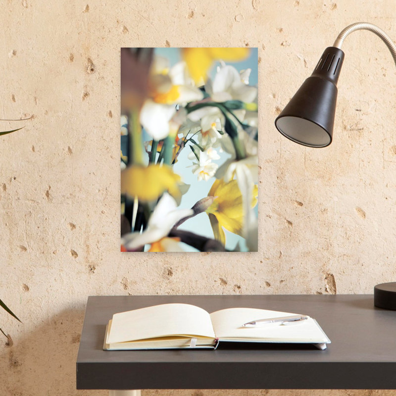 Art contemporain avec art floral, H 12 po x l 8 po