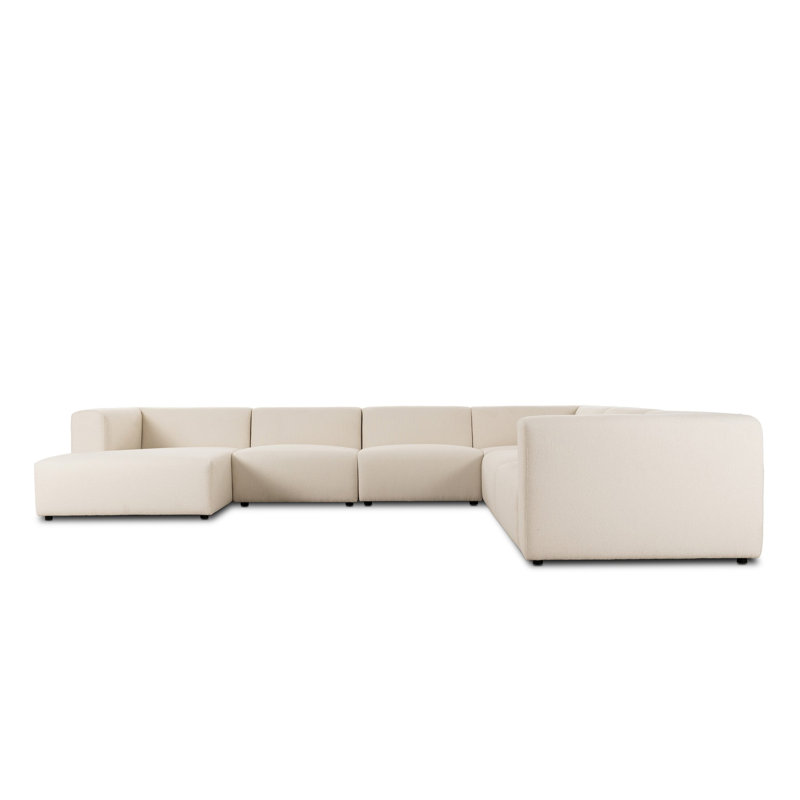 Lawndale 6PC Sectional W/ LAFC-Saxon Charcoal, Left Hand Facing, Fayette Cloud Polyester Blend
