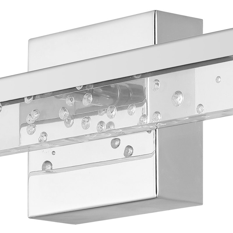 Mario Modern Contemporary 360-Degree Rotatable Iron/Seeded Acrylic Integrated LED Vanity Light, Chrome