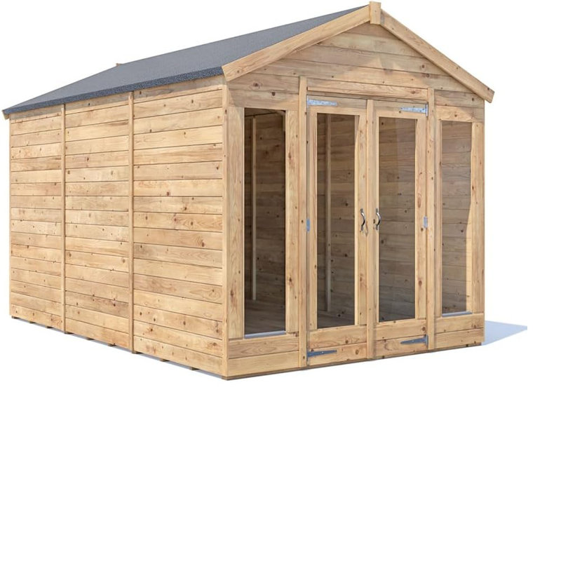 Dunster House Summerhouse 2.4m x 3.6m (8' x 12') Apex Roof, Fully Pressure Treated RagePanda Modular