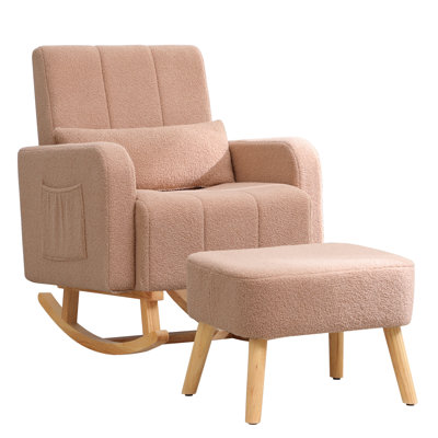 Upholstered Teddy Rocking Chair and Ottoman Ensemble by George Oliver