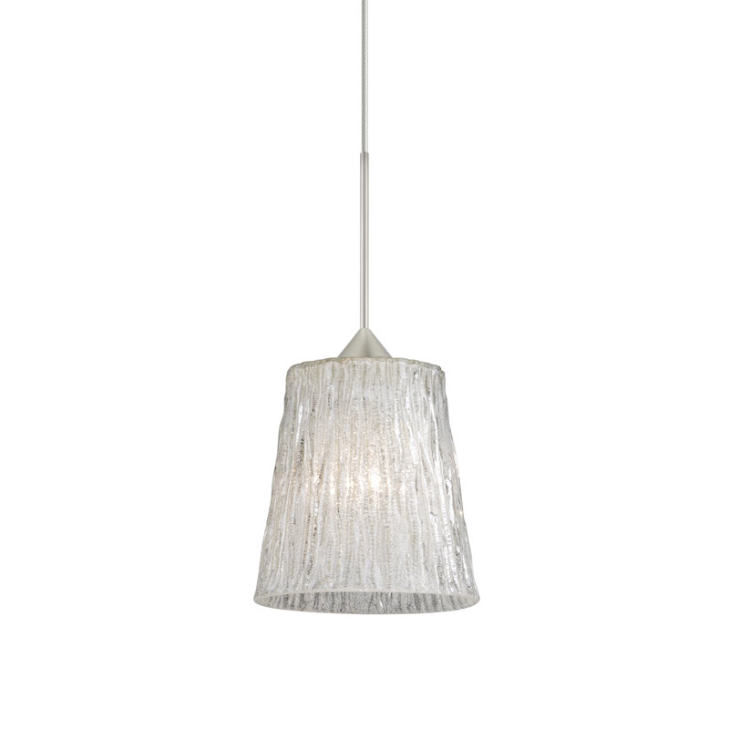 Senesca 1 - Light Single Pendant, Satin Nickel, LED, Glitter Stone