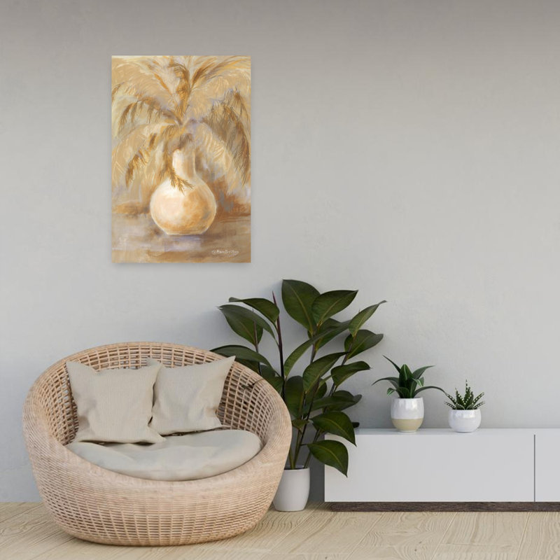 «Pampas Grass Still Life», art contemporain abstrait rustique, H 24 po x l 16 po