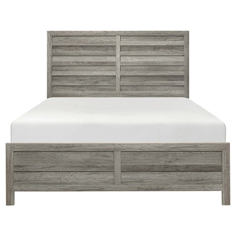 Grand lit de style rustique, fabrication en placage de faux bois