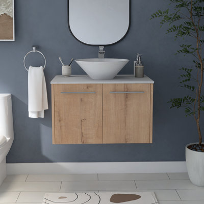 Ensemble de meuble-lavabo simple 29,56 po avec plateau en pierre frittée Jossey