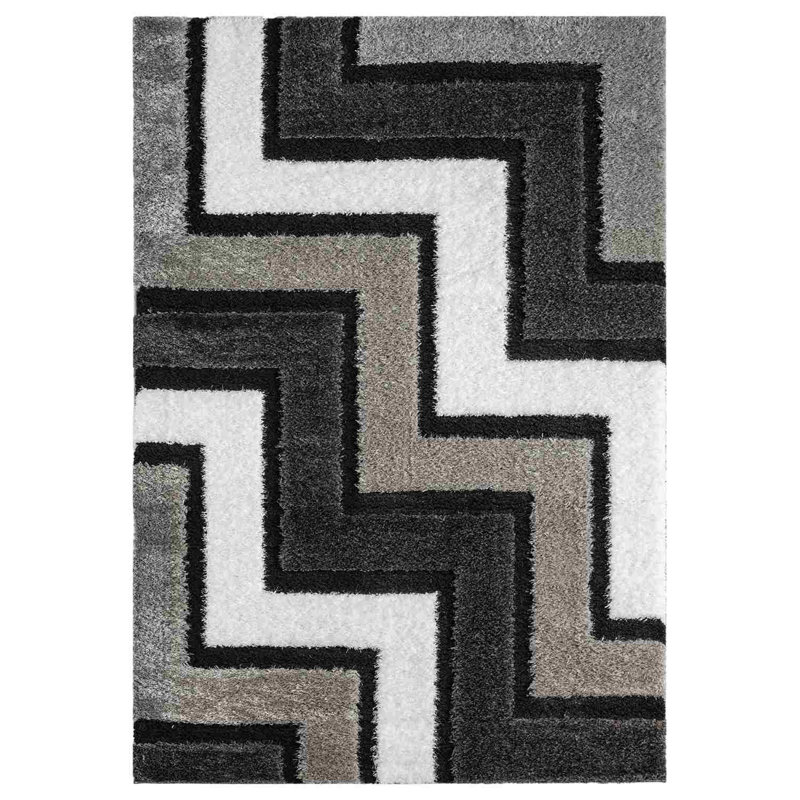 Tapis moderne à motif géométrique abstrait Olexander 6410, Rectangle 5 pi 3 po x 7 pi 7 po