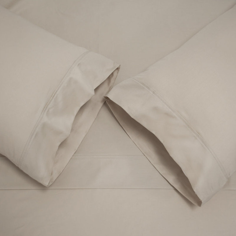 Coton de qualité égyptienne 4 pièces Ensemble de draps, Drap pour très grand lit avec deux très grandes, Fauve