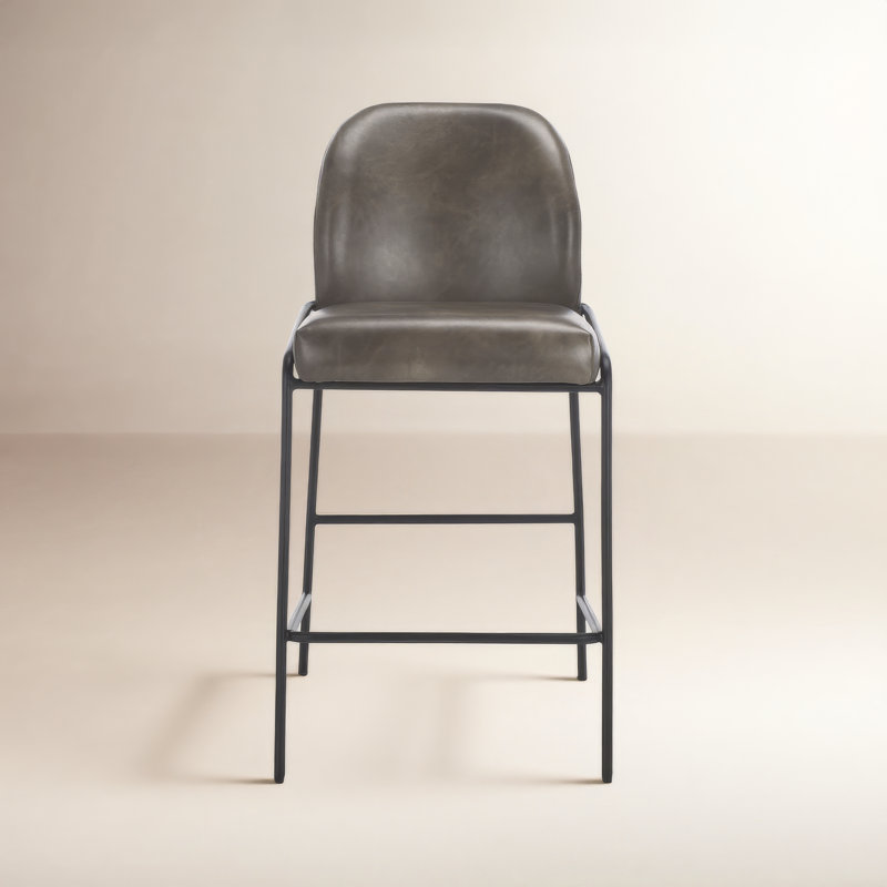 Barrington Vegan Leather Bar & Counter Stool, Gray, Counter Stool (26.5" Seat Height)