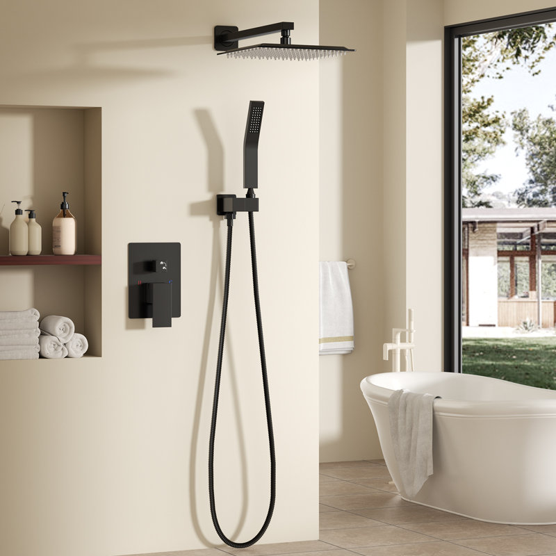 Système de douche mural avec pomme de douche Raincan 10 po et douche à main combinée, 10 in, Black